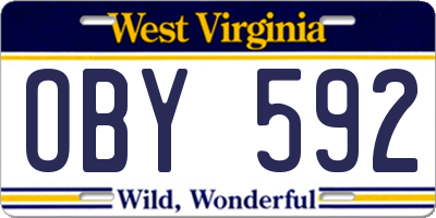 WV license plate OBY592