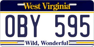 WV license plate OBY595