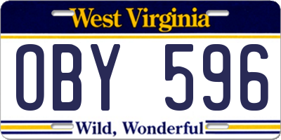 WV license plate OBY596