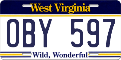 WV license plate OBY597