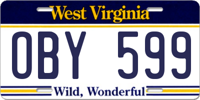 WV license plate OBY599