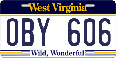 WV license plate OBY606