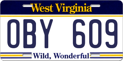 WV license plate OBY609