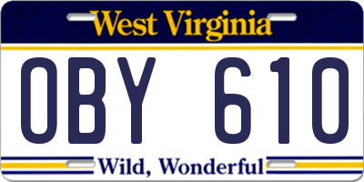 WV license plate OBY610