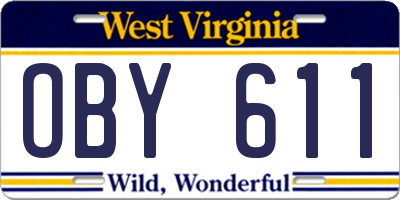 WV license plate OBY611