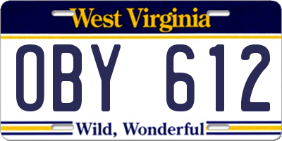 WV license plate OBY612