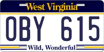 WV license plate OBY615
