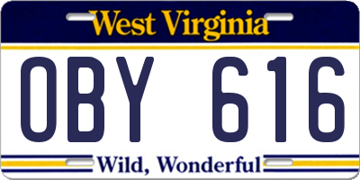 WV license plate OBY616