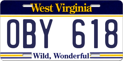 WV license plate OBY618