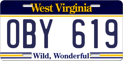 WV license plate OBY619