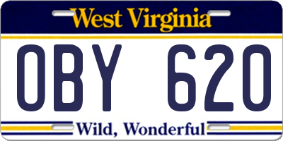 WV license plate OBY620