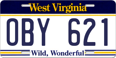 WV license plate OBY621