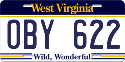 WV license plate OBY622