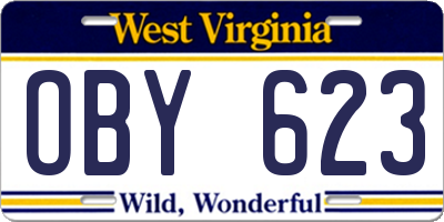 WV license plate OBY623