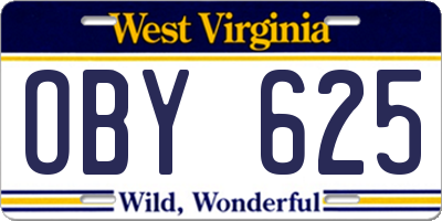 WV license plate OBY625