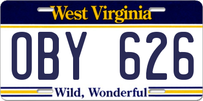 WV license plate OBY626