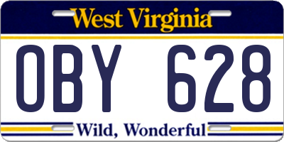 WV license plate OBY628