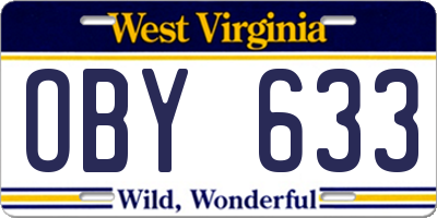 WV license plate OBY633