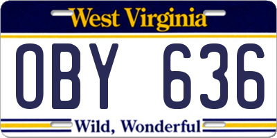 WV license plate OBY636