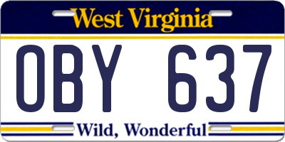 WV license plate OBY637