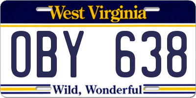 WV license plate OBY638