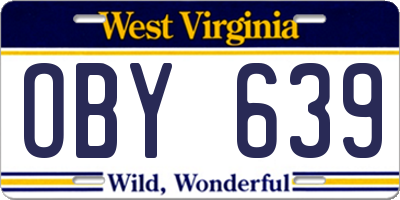 WV license plate OBY639