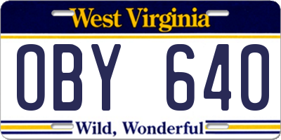 WV license plate OBY640