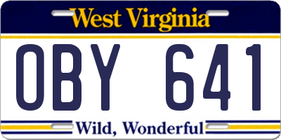 WV license plate OBY641