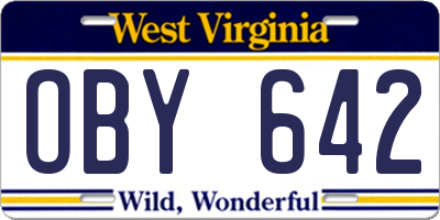 WV license plate OBY642