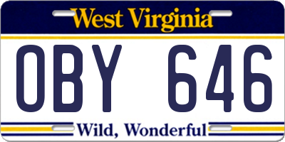 WV license plate OBY646