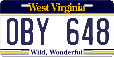 WV license plate OBY648