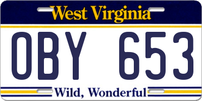 WV license plate OBY653