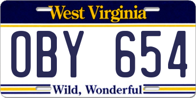 WV license plate OBY654