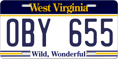 WV license plate OBY655