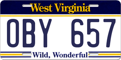 WV license plate OBY657