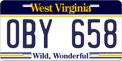 WV license plate OBY658