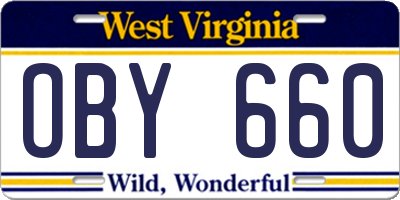 WV license plate OBY660