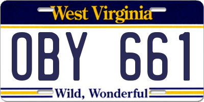 WV license plate OBY661