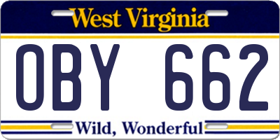 WV license plate OBY662