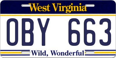 WV license plate OBY663