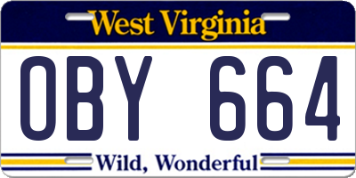 WV license plate OBY664