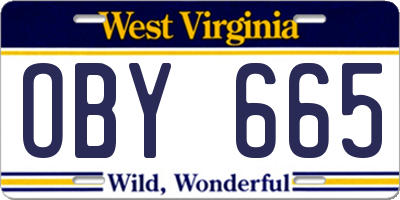WV license plate OBY665