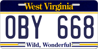 WV license plate OBY668