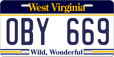 WV license plate OBY669