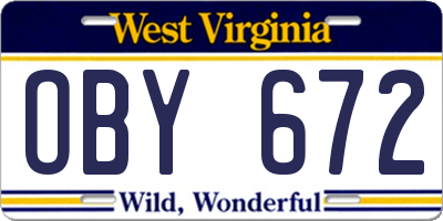 WV license plate OBY672