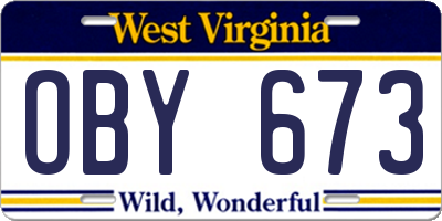 WV license plate OBY673