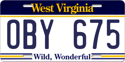 WV license plate OBY675