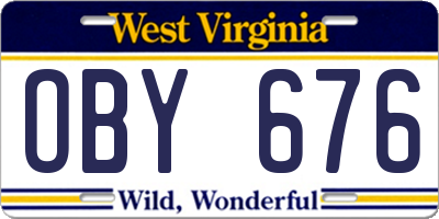 WV license plate OBY676