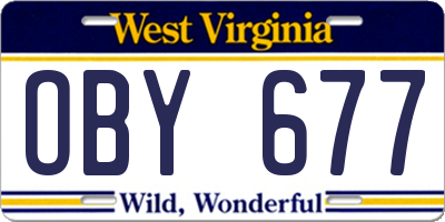 WV license plate OBY677