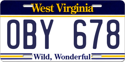 WV license plate OBY678